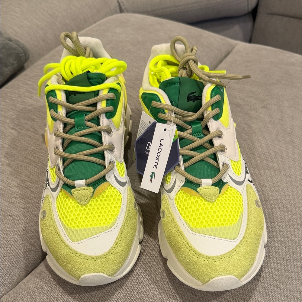Lacoste Men's Neon Yellow and Green Athletic Shoes